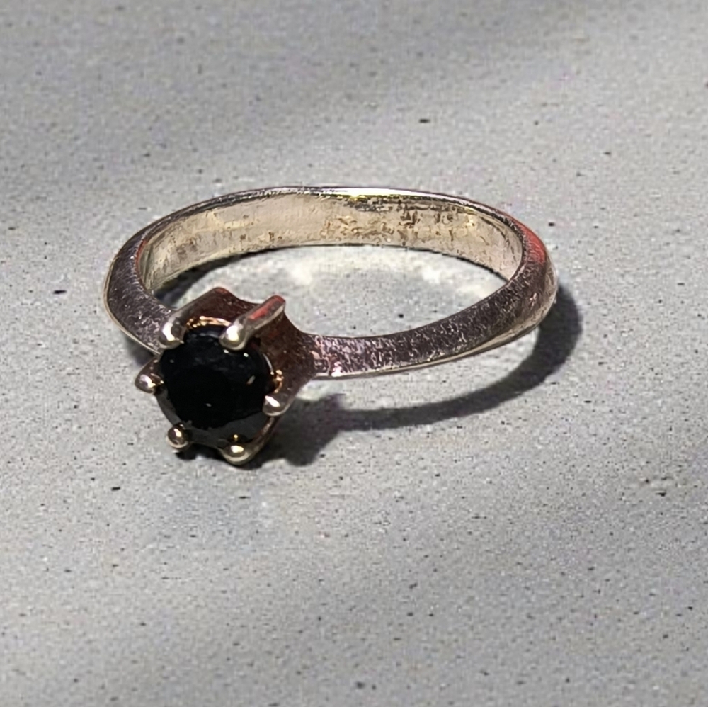 Silver Plated And Black Onyx Minimalist Ring